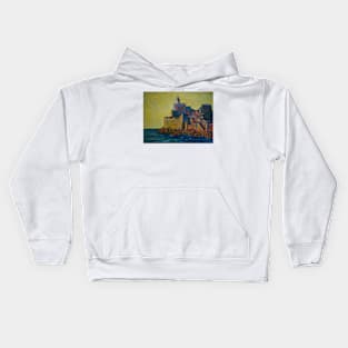 Oil Painting - San Pietro Church at Sunset. Portovenere, Italy Kids Hoodie